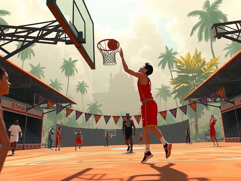 Concept art for upcoming VR Hoop Legend Indian court